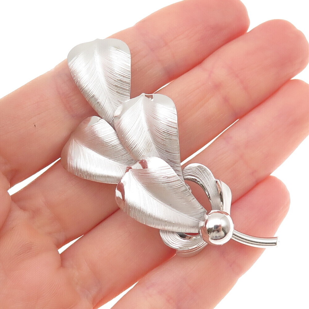 925 Sterling Silver Vintage Feather Pin Brooch